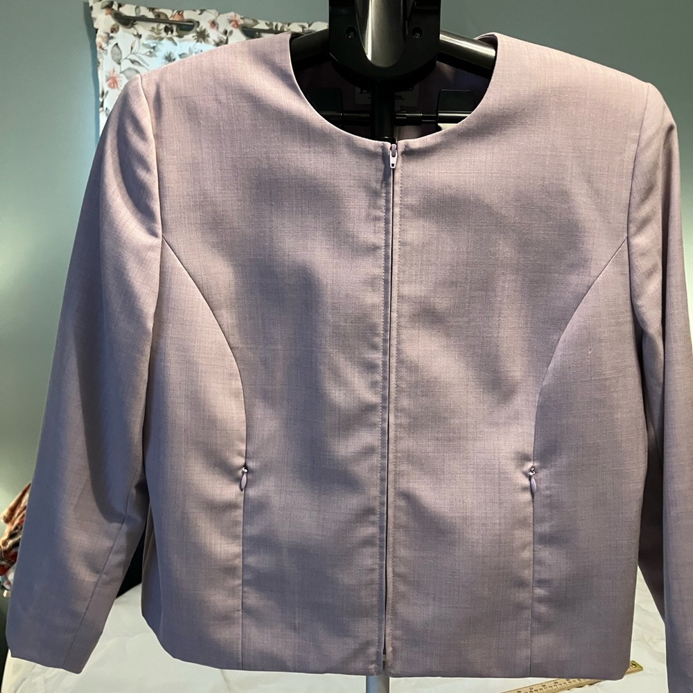 Pendleton Wool Jacket Petite 14 Lavender Minimalist Zip USA Made Blazer